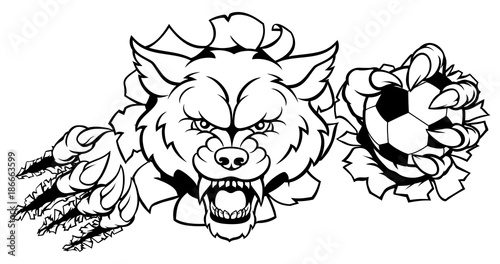 Wolf Soccer Mascot Breaking Background