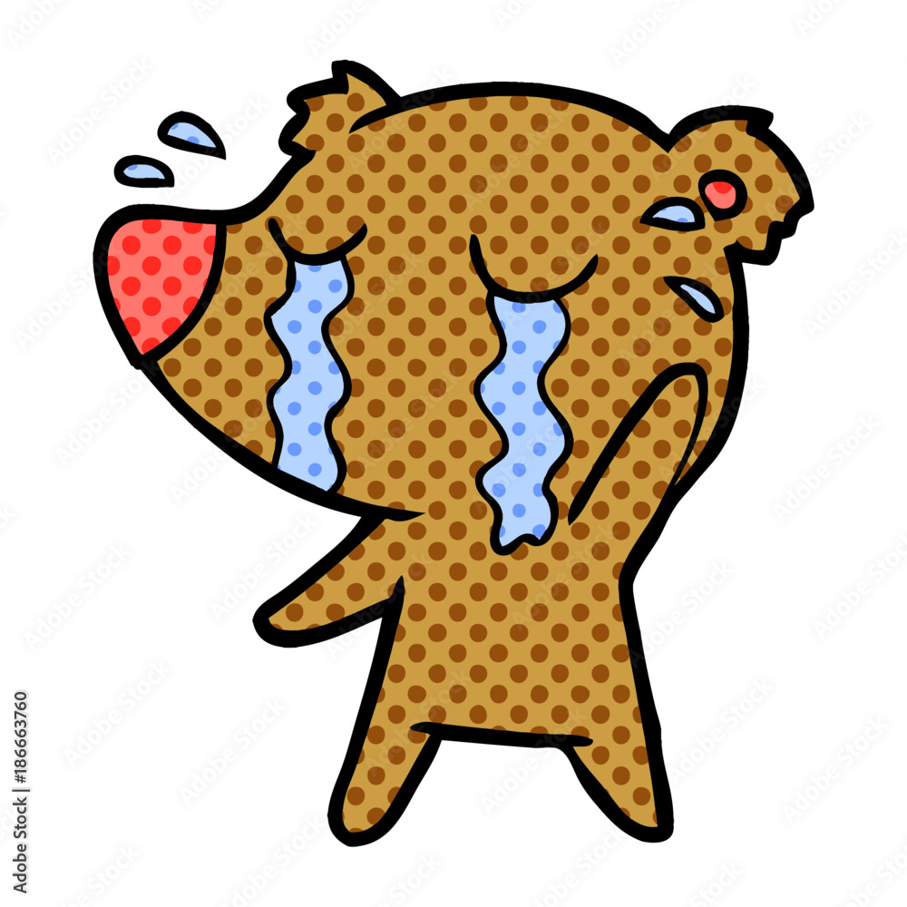 Obraz premium cartoon crying bear