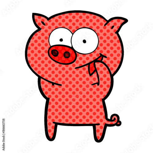 cheerful pig cartoon
