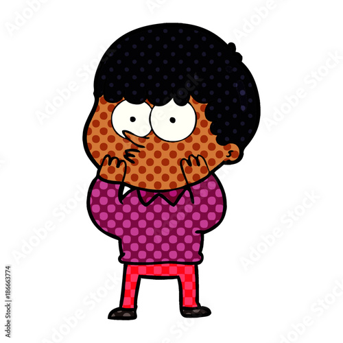 cartoon curious boy