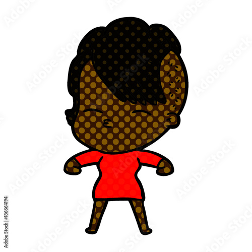 cartoon squinting girl