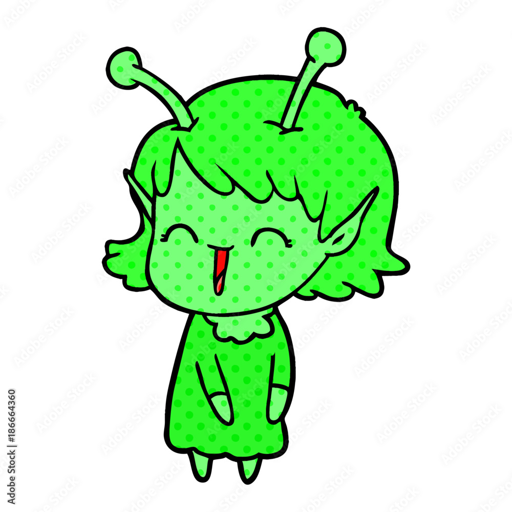 Fototapeta premium cartoon alien girl laughing