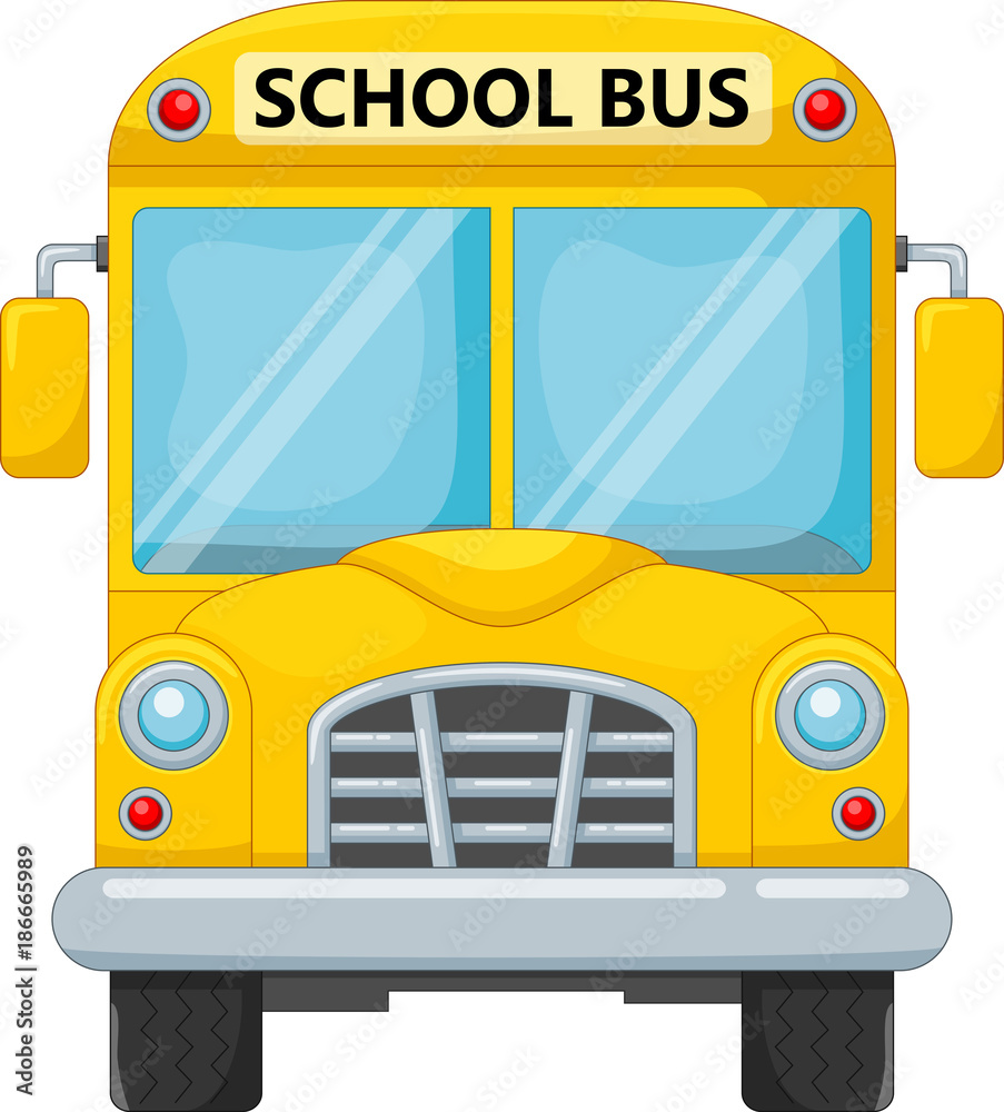 Vector illustration of cartoon school bus isolated on white background