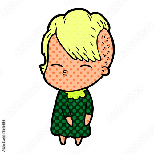 cartoon squinting girl