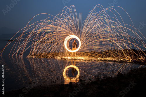 Steelwool Photography by the Pawana lake in the middle of the night
