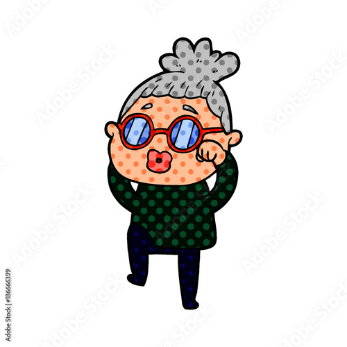 Wallpaper Mural cartoon tired woman wearing spectacles Torontodigital.ca