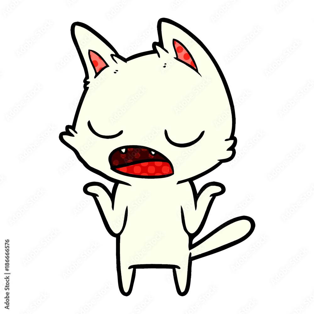 talking cat shrugging shoulders