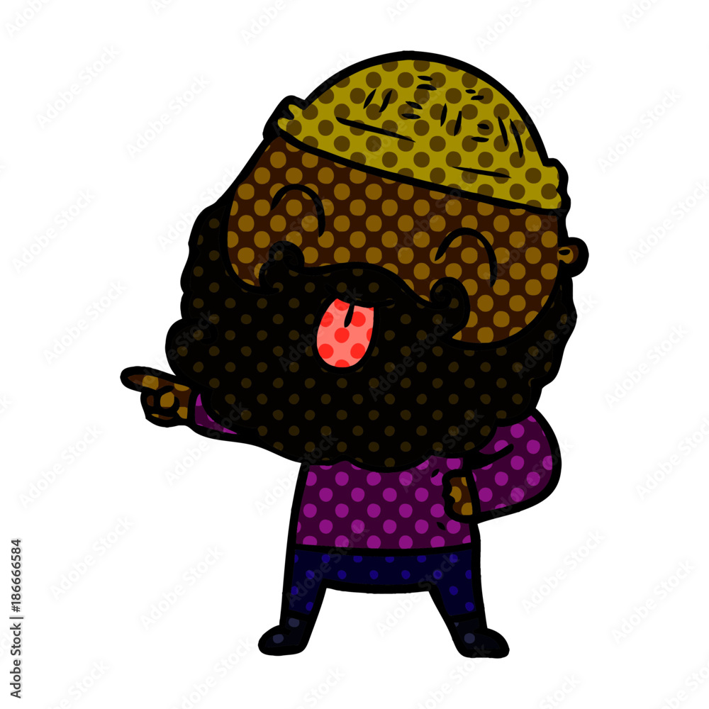 man with beard sticking out tongue
