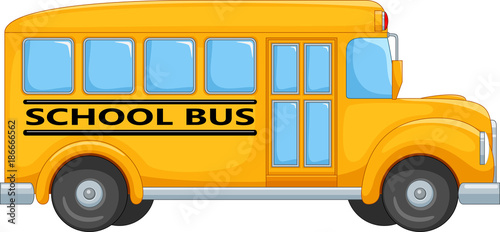 Vector illustration of cartoon school bus isolated on white background