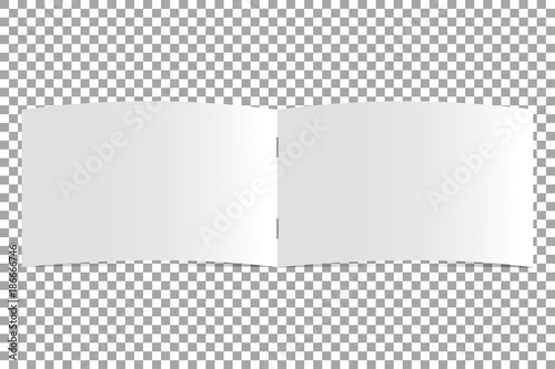 Open blank magazine template on transparent background. Horizontal catalog, book. Mockup booklet. Vector
