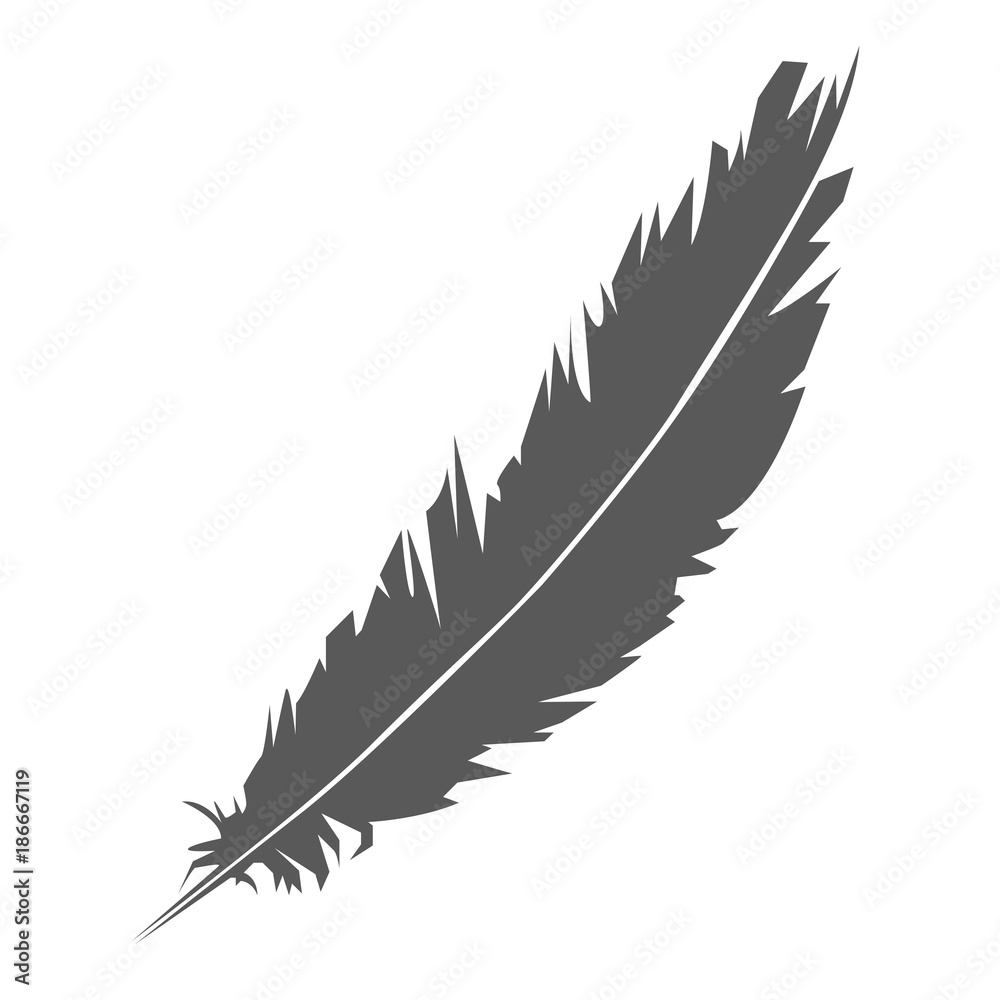 Fototapeta premium Simple icon of feather silhouette - concept of poet and whriter