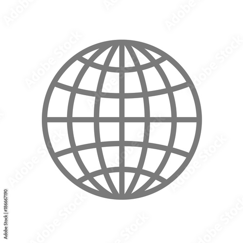Wireframe globe icon - planet symbol