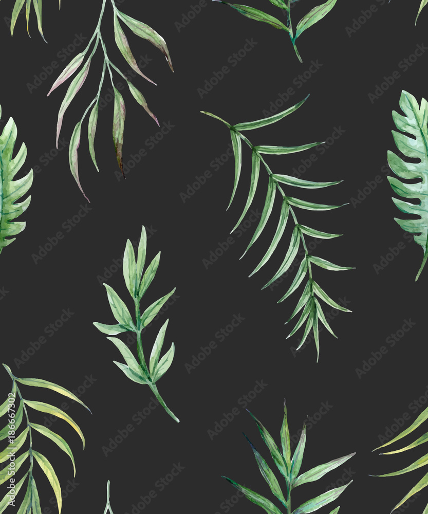 Watercolor vector tropical pattern