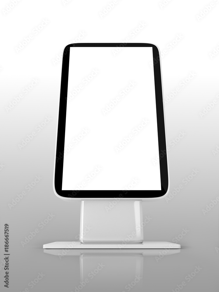 Outdoor Advertising Stand Display (empty banner lightbox) - mockup template on gray background. 3D rendering Outdoor Advertising Stand Display (empty banner lightbox) - mockup template on gray background. 3D rendering