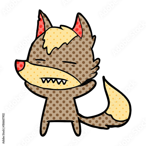 cartoon wolf showing teeth