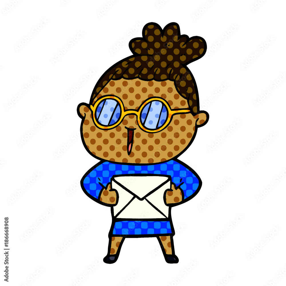 cartoon woman wearing spectacles cartoon woman wearing spectacles