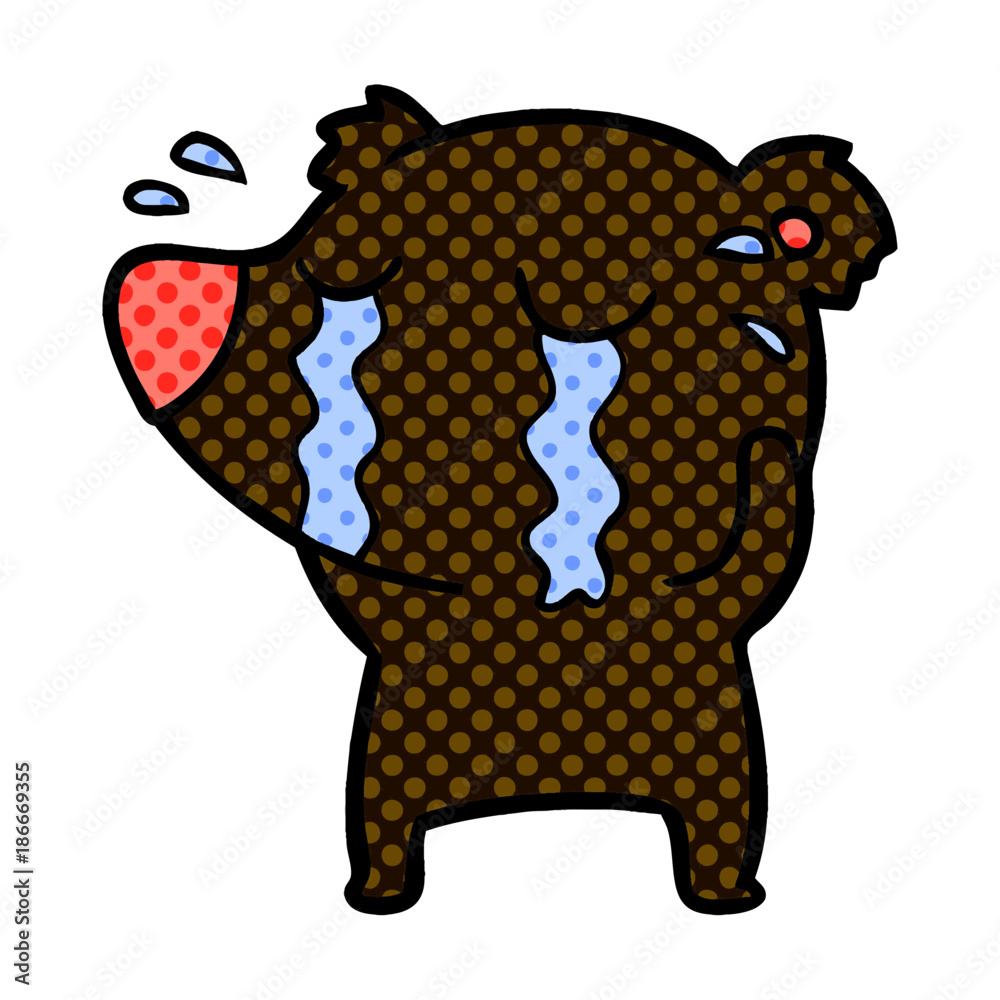 Obraz premium cartoon crying bear