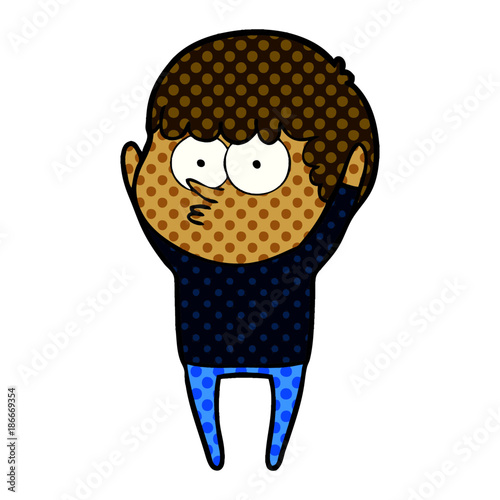 cartoon curious boy