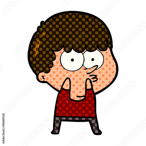 cartoon curious boy