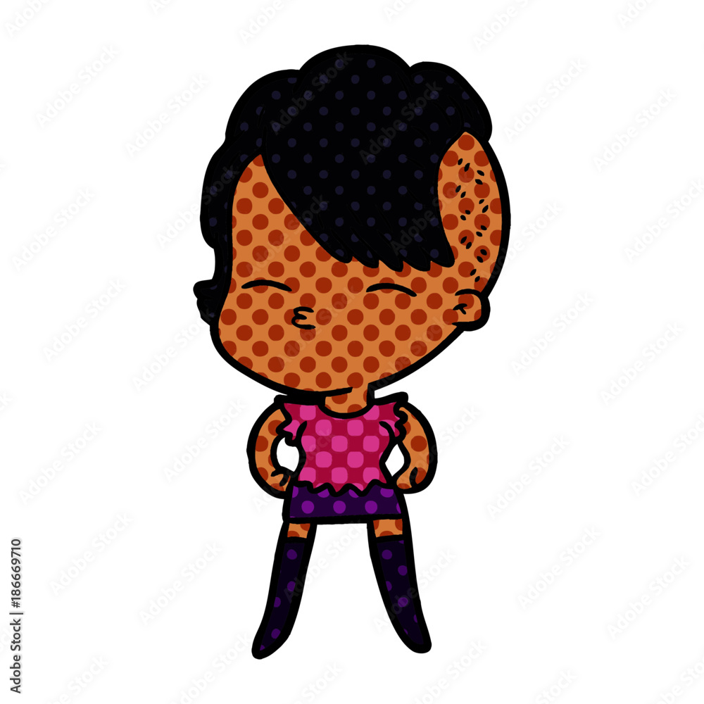 cartoon squinting girl