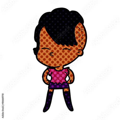 cartoon squinting girl