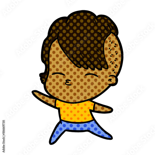 cartoon squinting girl