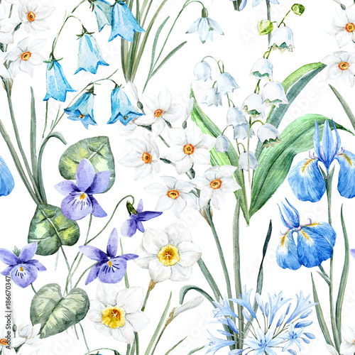 Obraz na płótnie Akwarela wiosna kwiatowy wzór