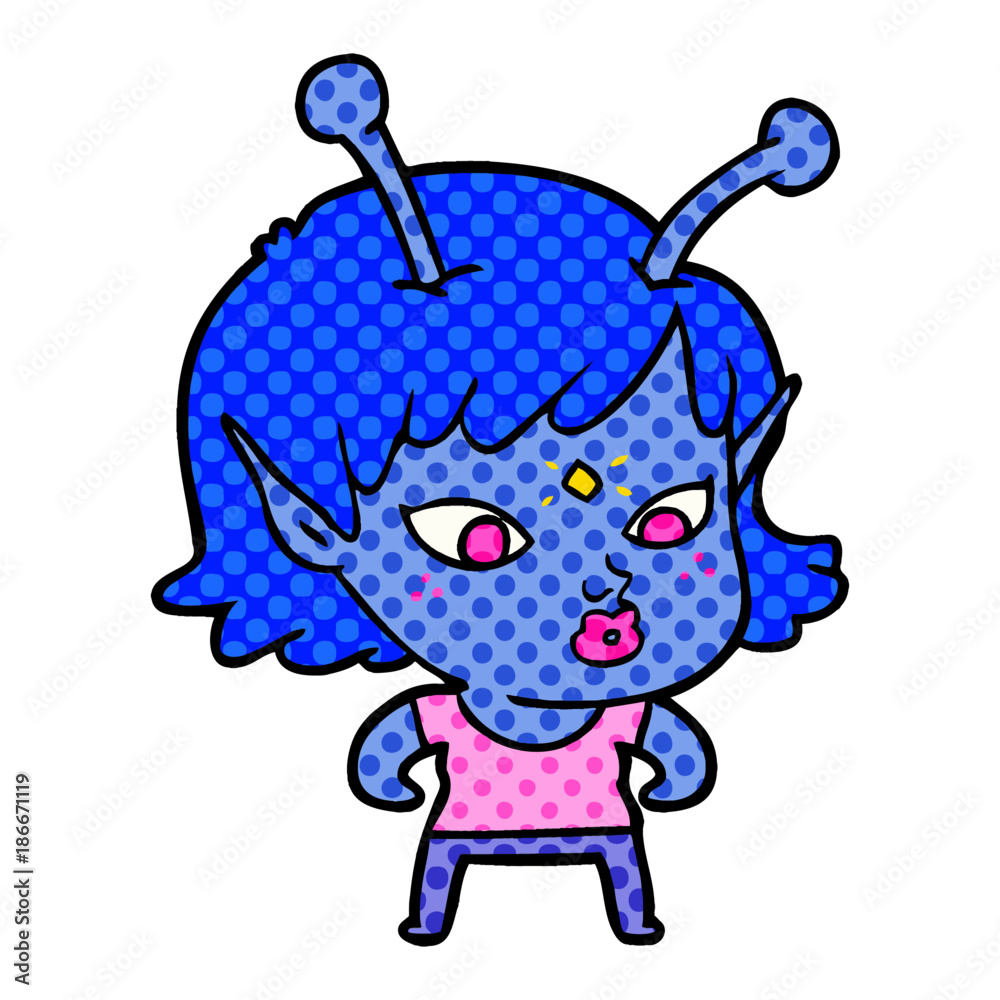 pretty cartoon alien girl