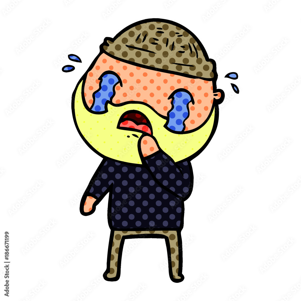 cartoon bearded man crying