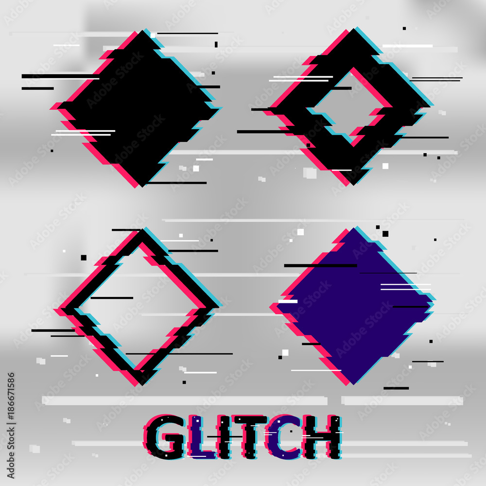 Trendy Glitched Geometric Line Style Background Card Vector Stock