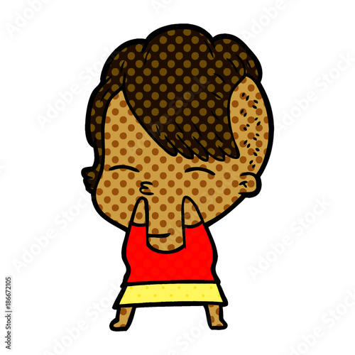 cartoon squinting girl
