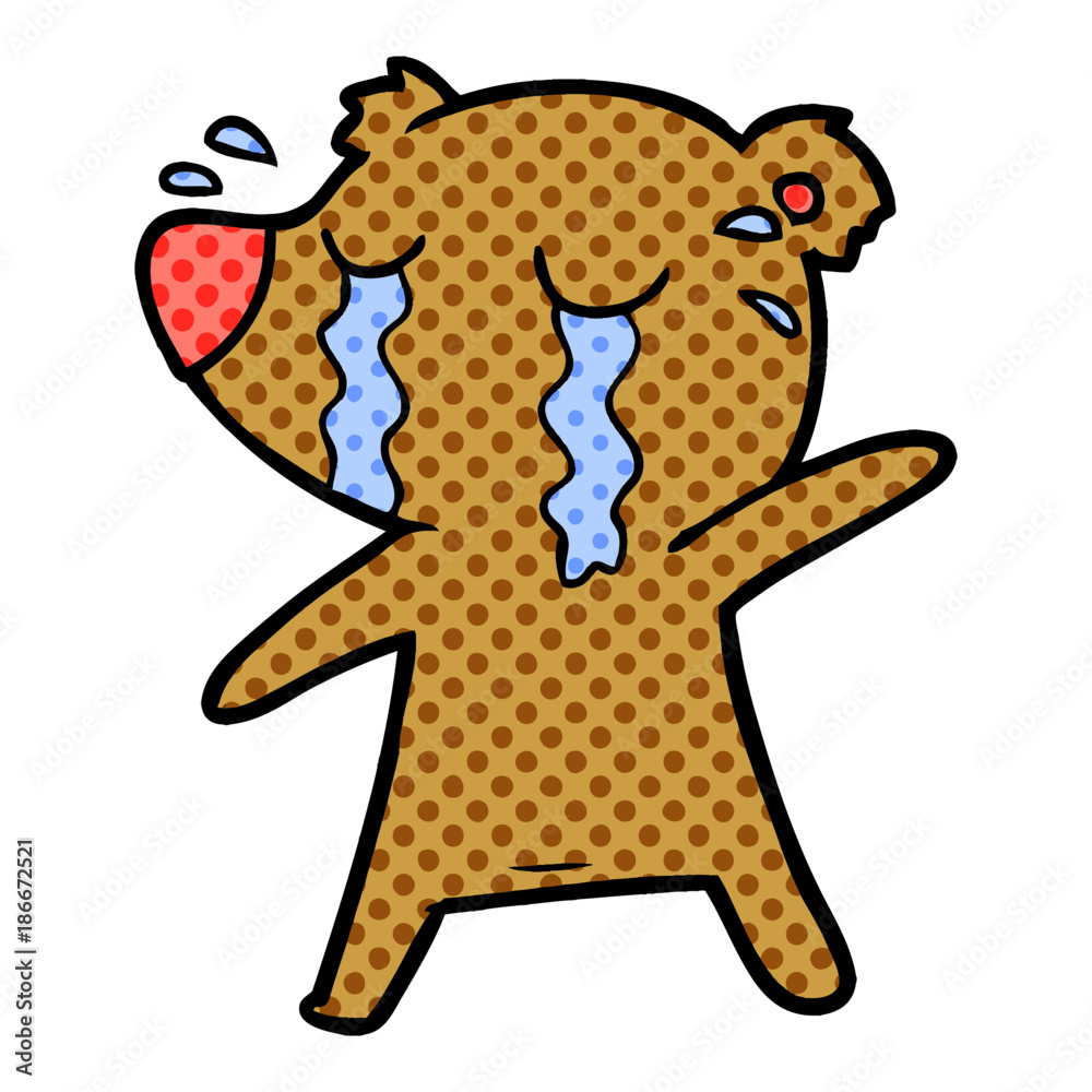 Obraz premium cartoon crying bear