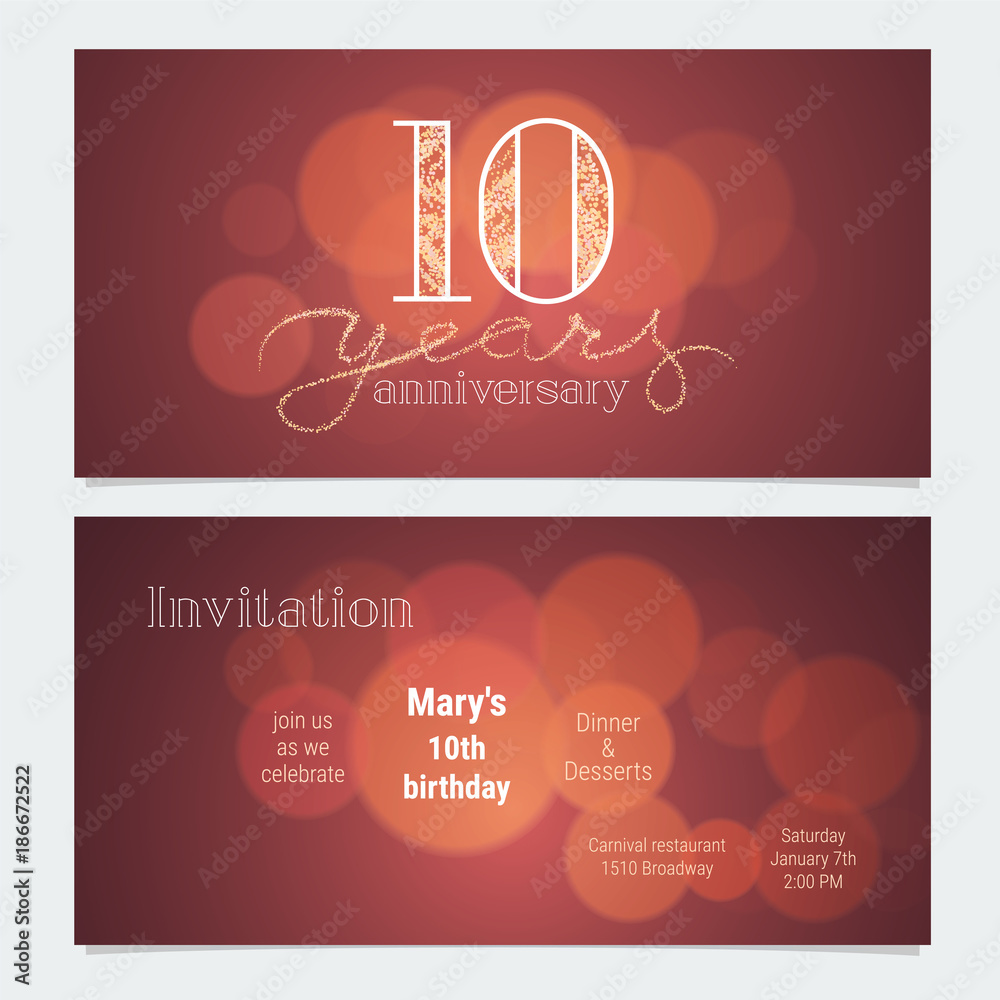 10 years anniversary invitation to celebration vector illustration