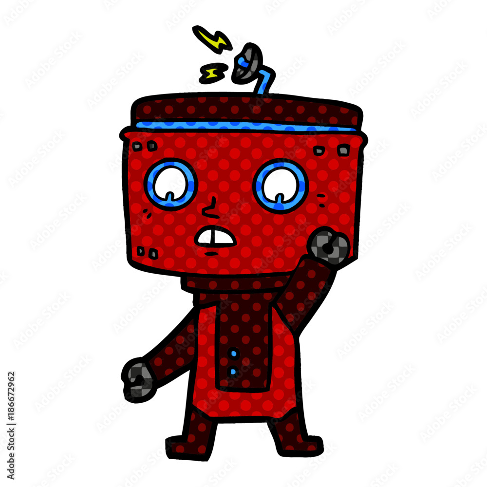 cartoon robot waving cartoon robot waving