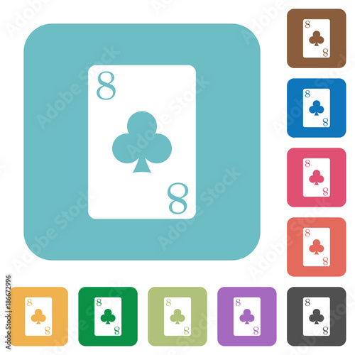 Eight of clubs card rounded square flat icons