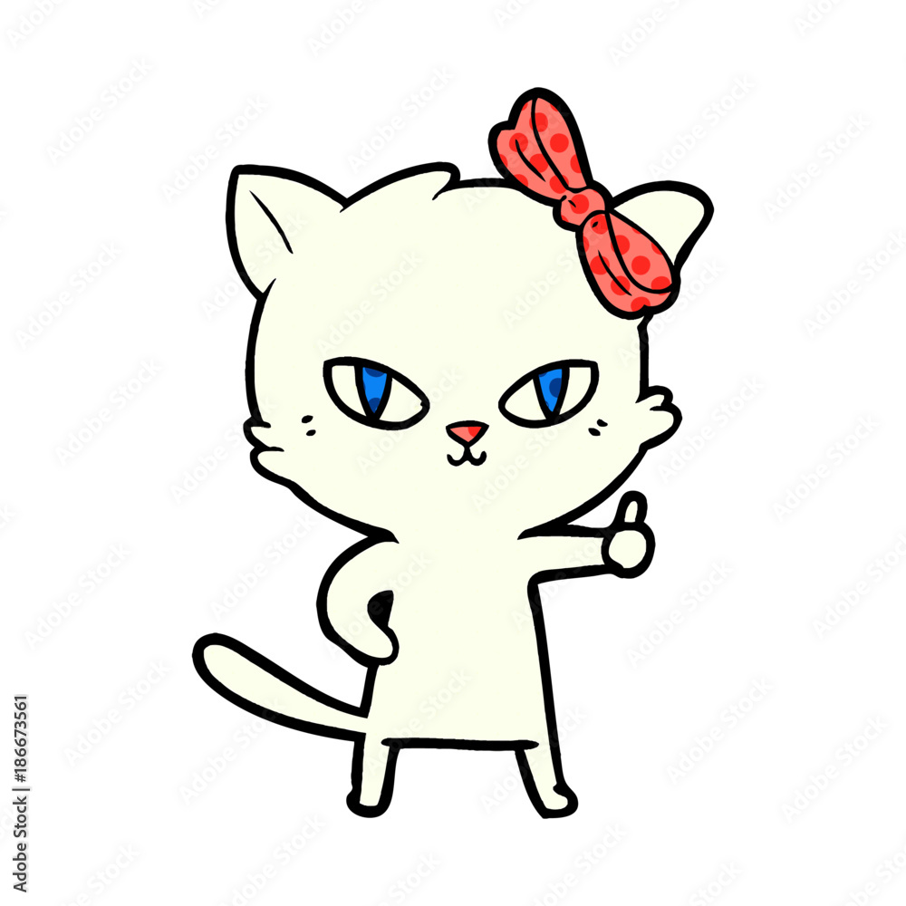 cute cartoon cat giving thumbs up symbol cute cartoon cat giving thumbs up symbol