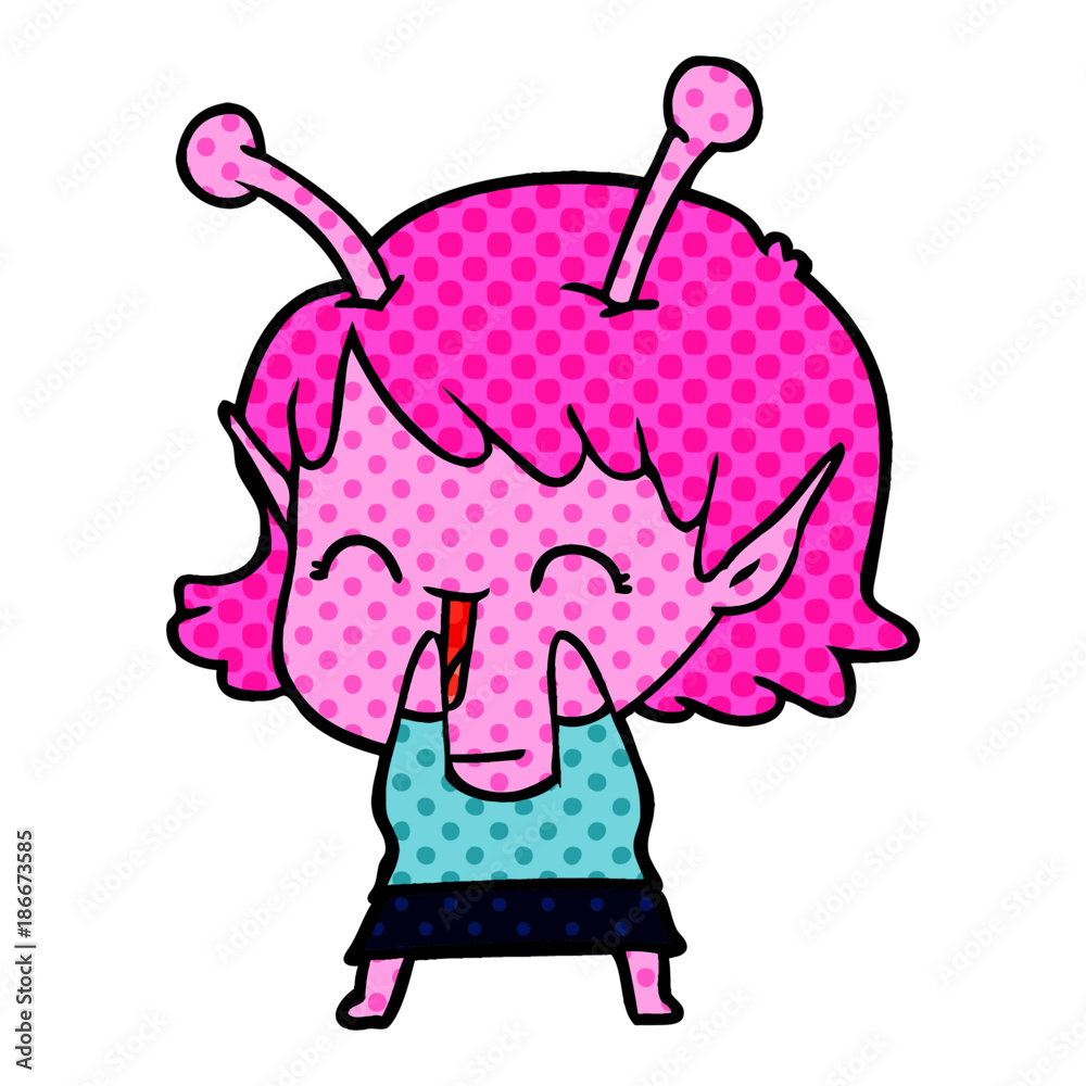 cartoon alien girl laughing