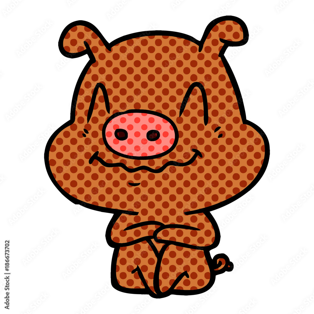 nervous cartoon pig sitting nervous cartoon pig sitting