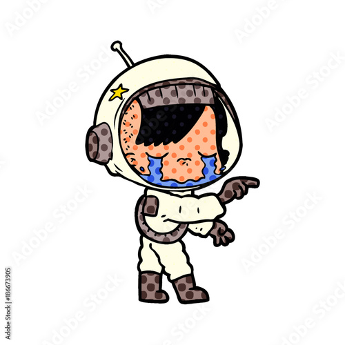 cartoon crying astronaut girl