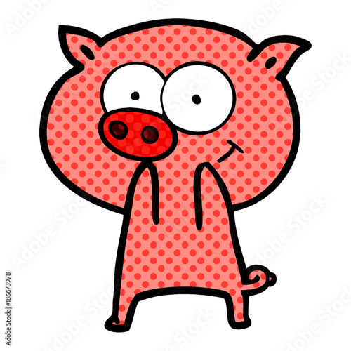 cheerful pig cartoon