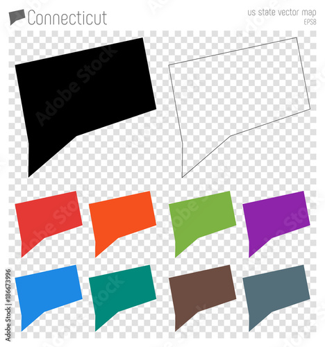 Connecticut high detailed map. US state silhouette icon. Isolated Connecticut black map outline. Vector illustration.