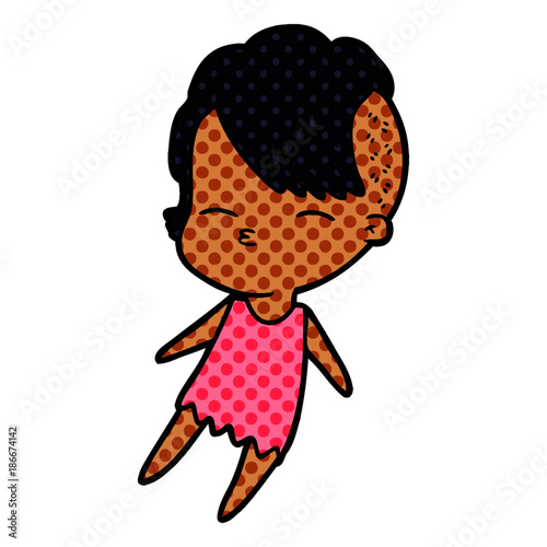 cartoon squinting girl