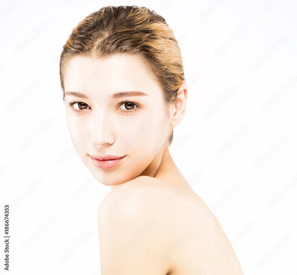 beautiful young woman with clean face beautiful young woman with clean face