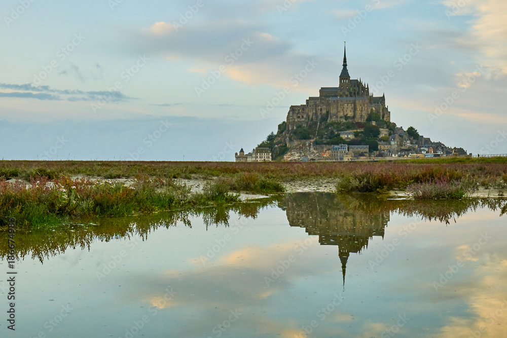 reflection Mont saint-michel , normandy, France reflection Mont saint-michel , normandy, France