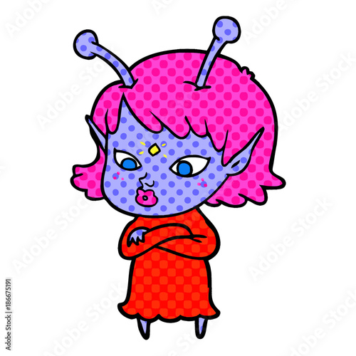 pretty cartoon alien girl