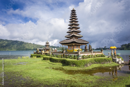 The lake Temple  Ulun Danu Bratan Temple  located near Ubud  Bali  Indonesia