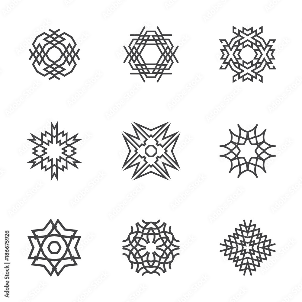Logo design templates. Vector Abstract geometric pattern shapes for yoga, spa, boho, wellness, nature, ethnic, tribal logo design. Logo design templates. Vector Abstract geometric pattern shapes for yoga, spa, boho, wellness, nature, ethnic, tribal logo design.