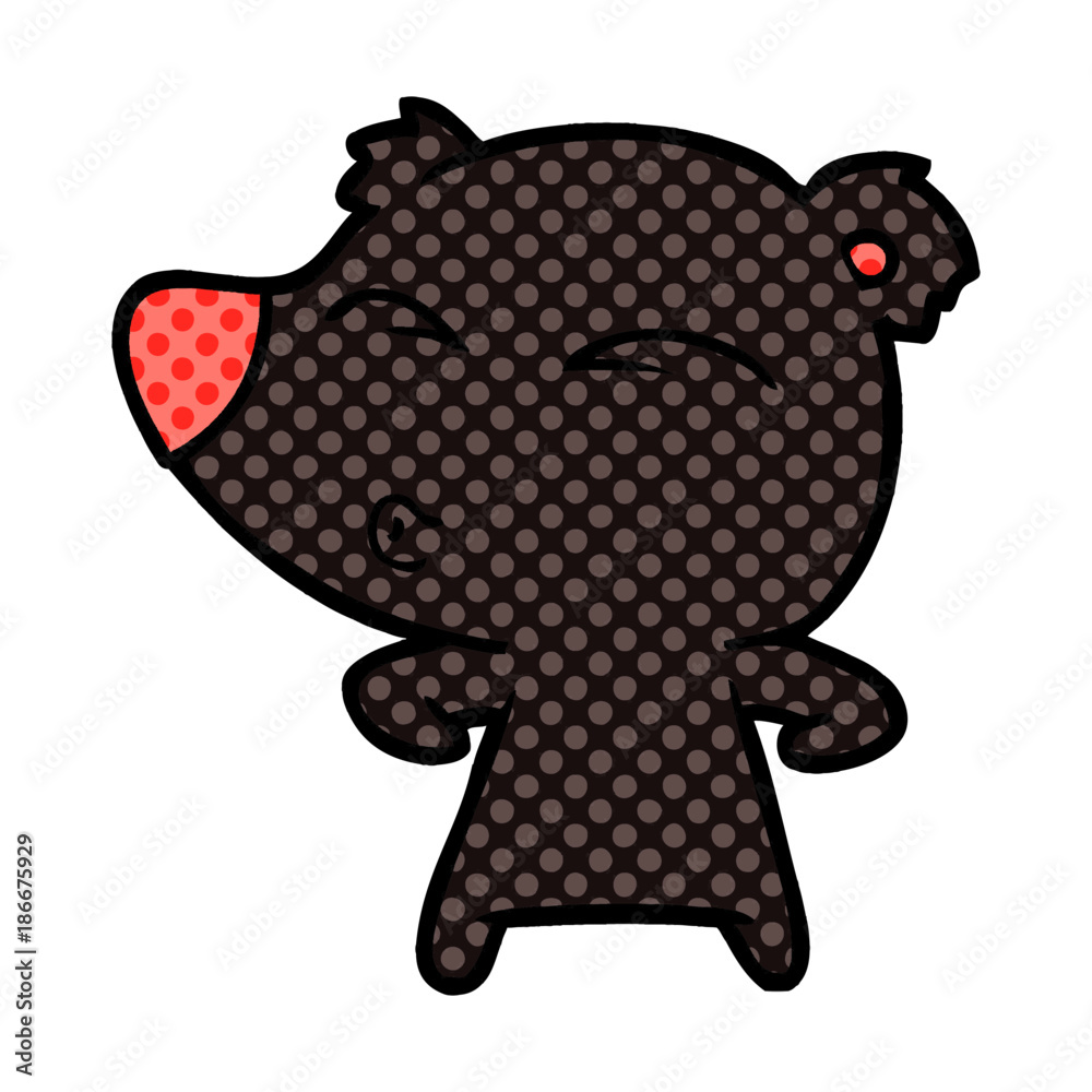 Obraz premium cartoon whistling bear