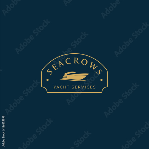 Vector yacht geometric illustration for logo, label design. Summer, travel, adventure, holidays, nautical, lifestyle themes.