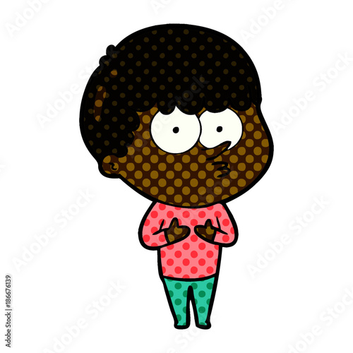 cartoon curious boy